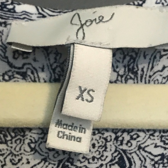 Joie Navy & White Silk Blouse - Picture 4 of 5